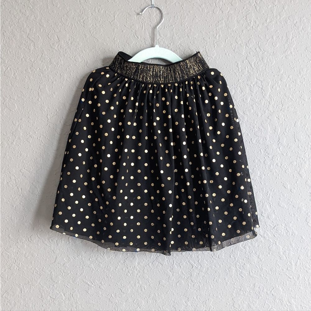5/$25 MF Black & Gold Polka Dot tulle skirt